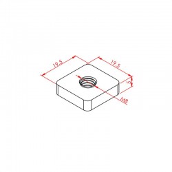 Квадратная гайка M8 - паз 10