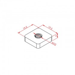 Квадратная гайка M10 - паз 10