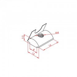 Пружинная гайка M4 - паз 8